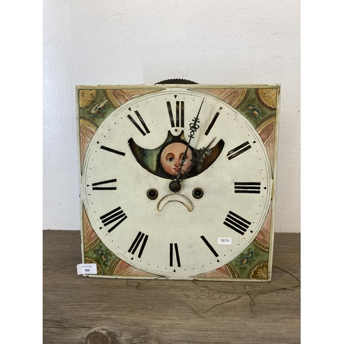 488 - A 19th century Grandfather clock hand painted face and movement