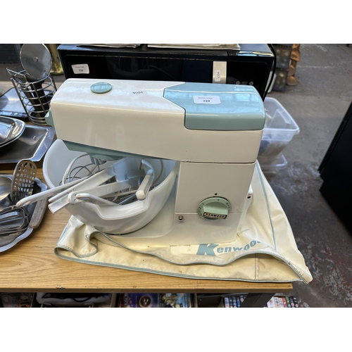 720 - A Kenwood A701A Chef mixer with bowl, attachments and cover