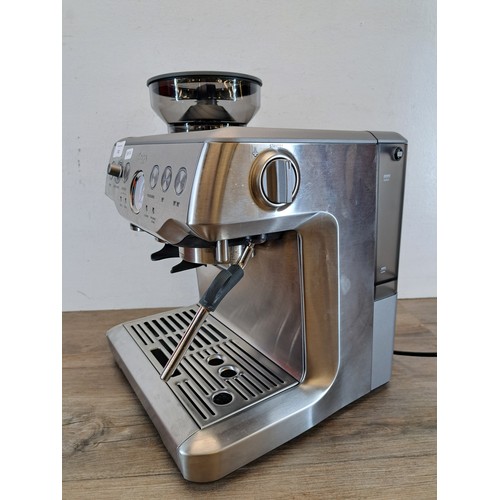 712 - A Sage The Barista Express BES875 brushed stainless steel coffee machine with accessories and instru... 