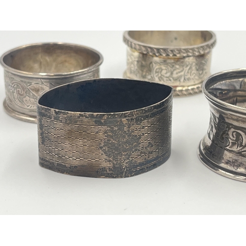 2139 - Seven hallmarked sterling silver napkin rings - approx. gross weight 120g