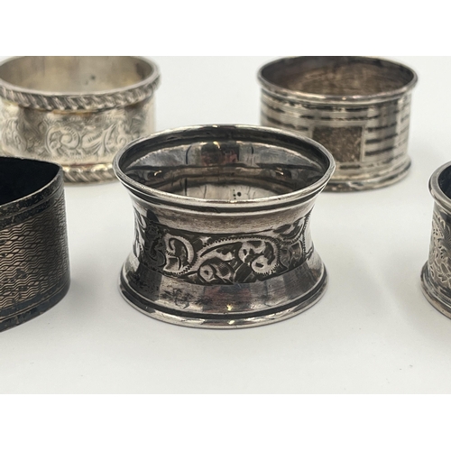 2139 - Seven hallmarked sterling silver napkin rings - approx. gross weight 120g