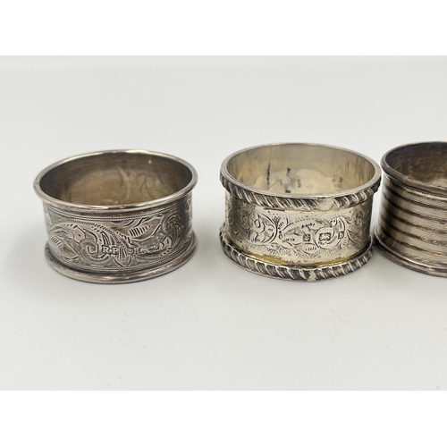 2139 - Seven hallmarked sterling silver napkin rings - approx. gross weight 120g