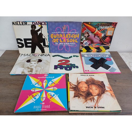 655 - A collection of vinyl records to include The Farm, De La Soul, The Prodigy, Beats International, Sea... 