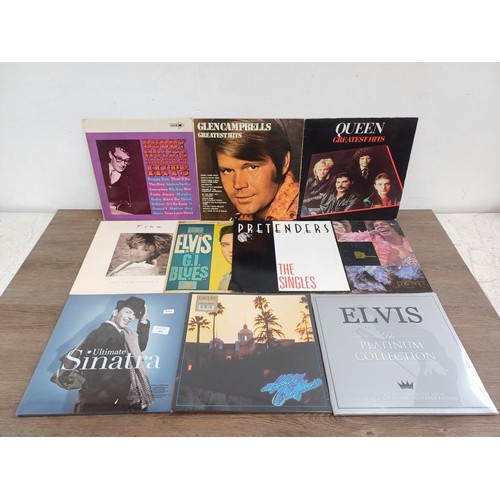 657 - Ten LP vinyl records with three sealed titles, Frank Sinatra 'Ultimate', Eagles 'Hotel California' a... 