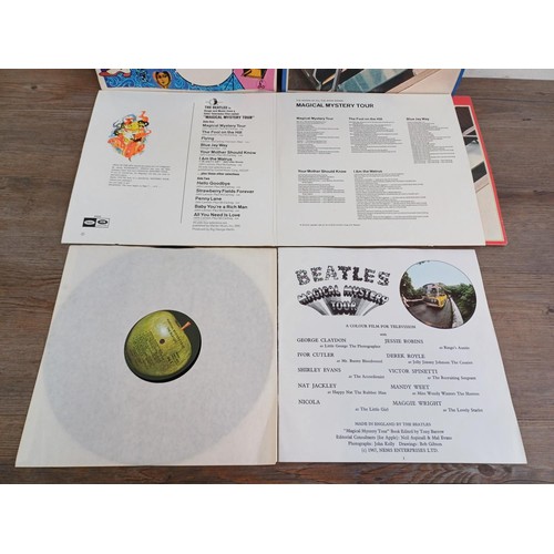 667 - Four The Beatles LP vinyl records, Magical Mystery Tour with booklet, A Collection of Beatles Oldies... 