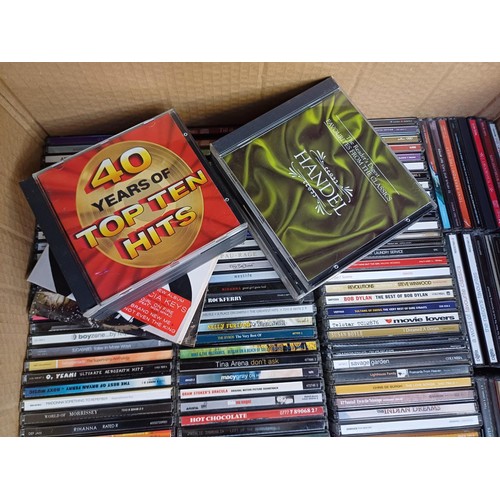 672 - Three boxes containing a large collection of CDs - see images for titles