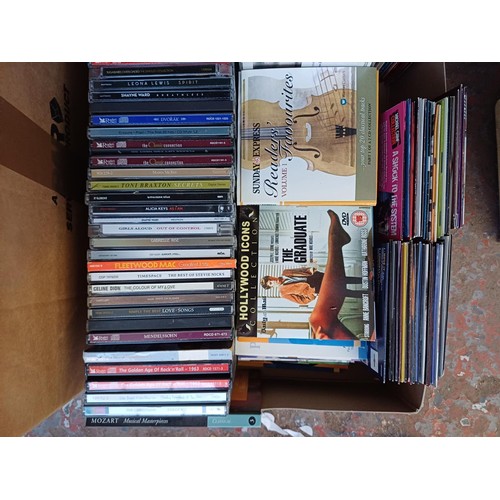 672 - Three boxes containing a large collection of CDs - see images for titles