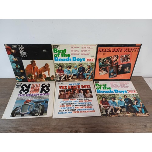 684 - Six The Beach Boys LP vinyl records, two 'Best Of Vol.2', 'Best Of Vol.3', 'Party!', 'Little Deuce C... 