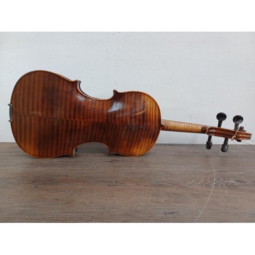 693A - A good quality, vintage, unlabelled full size violin with flame maple back and sides