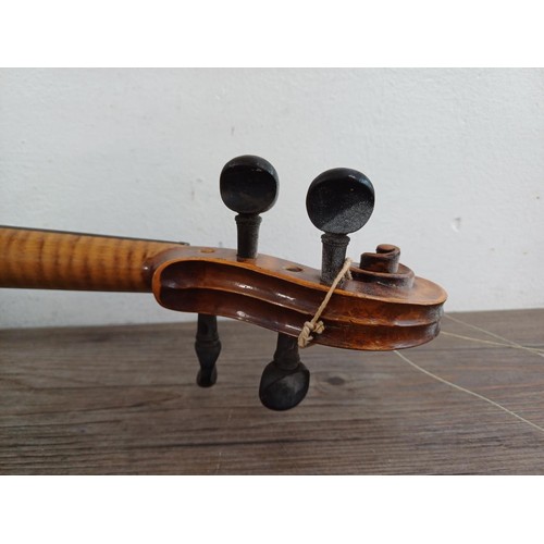 693A - A good quality, vintage, unlabelled full size violin with flame maple back and sides