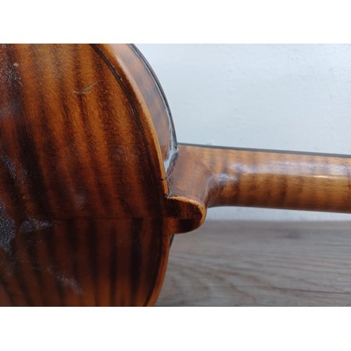 693A - A good quality, vintage, unlabelled full size violin with flame maple back and sides