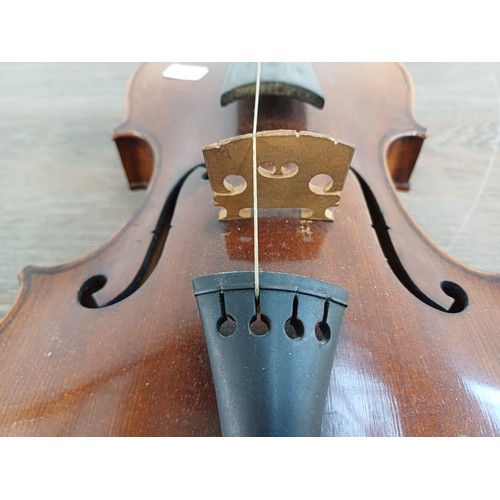 693A - A good quality, vintage, unlabelled full size violin with flame maple back and sides