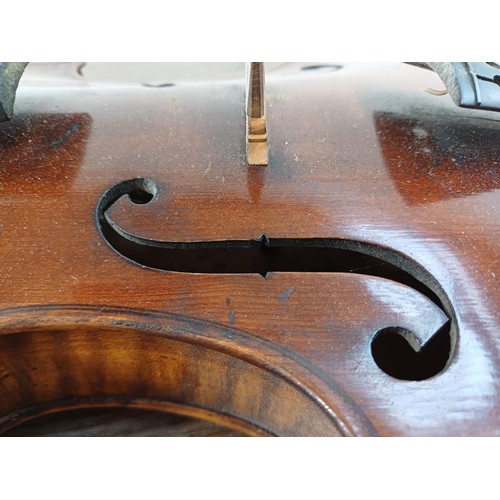 693A - A good quality, vintage, unlabelled full size violin with flame maple back and sides