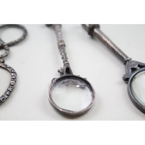 2262 - Three .925 sterling silver magnifying glasses - approx. gross weight 48g