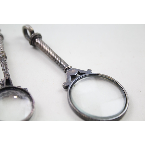 2262 - Three .925 sterling silver magnifying glasses - approx. gross weight 48g