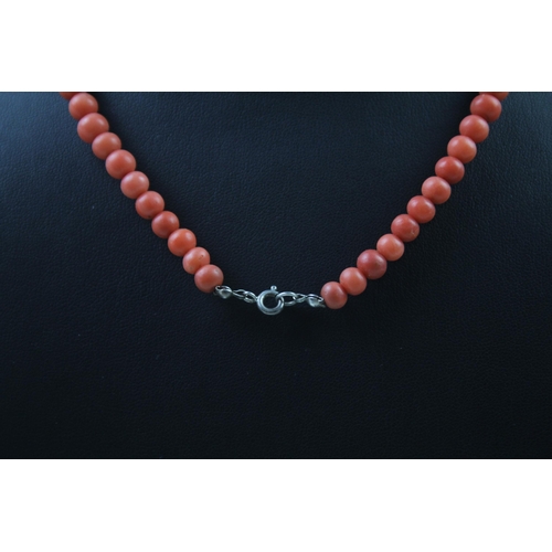 2440 - A coral bead necklace with silver clasp - approx. gross weight 31g