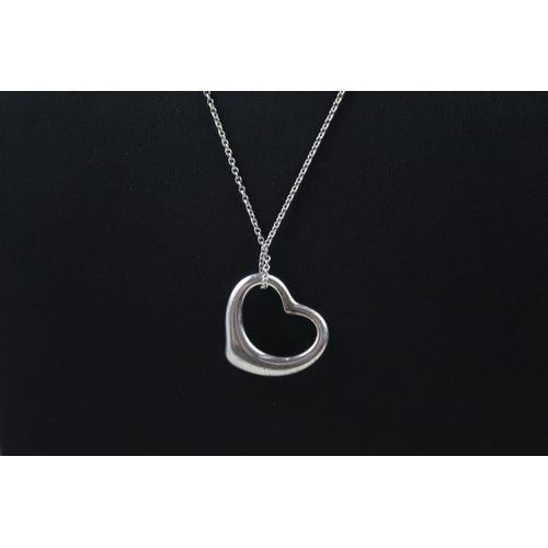 2462 - A Tiffany & Co. silver open heart pendant necklace by Elsa Peretti, RRP £410 - approx. gross weight ... 