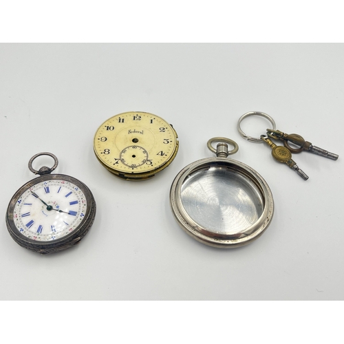 2326 - Two pocket watches, one late 19th/early 20th century .935 silver cased and one Federal - approx. gro... 