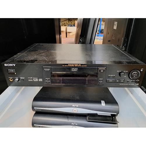 718 - A collection of AV items to include Sony Bravia KD-49XF8096 49