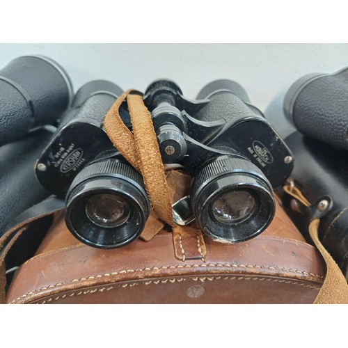 590 - Four pairs of binoculars, Lieberman & Gortz 21 x 47,  Mark Scheffel 10-30 x 50 zoom, Kershaw The Mon... 