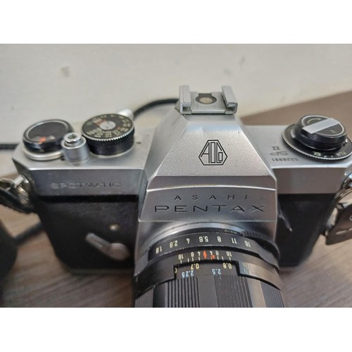 601 - A cased Asahi Pentax Spotmatic SP II 35mm SLR camera fitted with Takumar Super-Multi-Coated 1:1.8/55... 