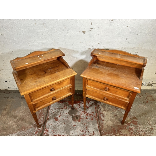 122 - A pair of Victorian style satinwood two drawer bedside tables - approx. 80cm high x 62cm wide x 42cm... 