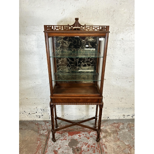 139 - A Georgian style mahogany display cabinet with X frame stretcher - approx. 155cm high x 64cm wide x ... 