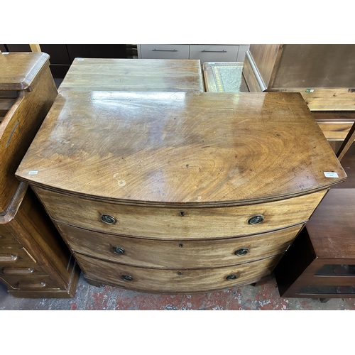 175 - A 19th century mahogany bow fronted chest of drawers - approx. 90cm high x 100cm wide x 58cm deep