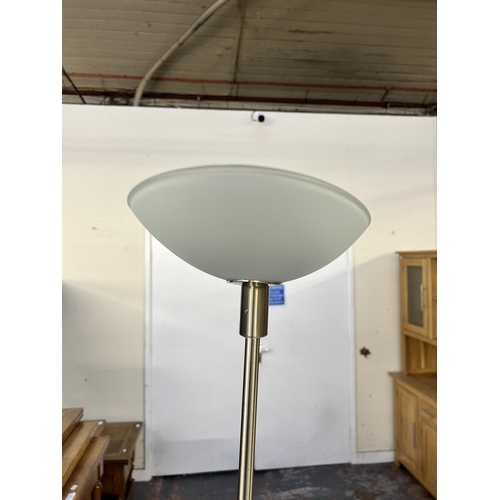 181 - A modern brushed steel standard lamp - approx. 180cm high