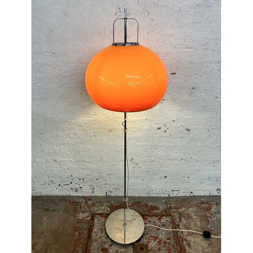 200 - A 1970s Italian Lucerna orange plastic and chrome plated floor lamp, designed by Harvey Guzzini - ap... 