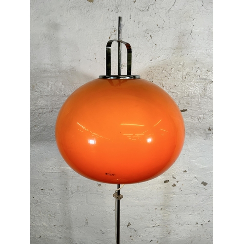 200 - A 1970s Italian Lucerna orange plastic and chrome plated floor lamp, designed by Harvey Guzzini - ap... 