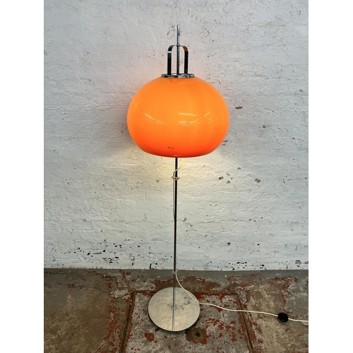 200 - A 1970s Italian Lucerna orange plastic and chrome plated floor lamp, designed by Harvey Guzzini - ap... 