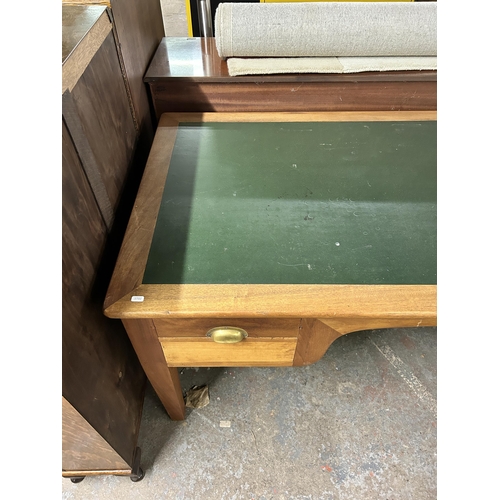 217 - A mid 20th century teak office desk - approx. 76cm high x 153cm wide x 83cm deep