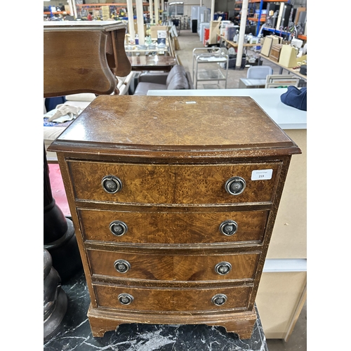 219 - A Regency style burr walnut chest of drawers - approx. 60cm high x 45cm wide x 32cm deep