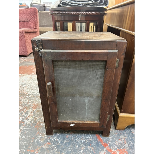 236 - A mid 20th century plywood meat safe - approx. 60cm high x 40cm wide x 30cm deep