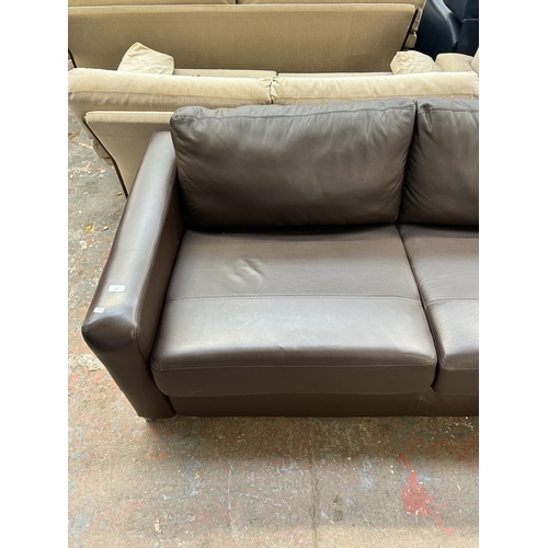 251 - A Siren Funriture Ltd. brown leatherette sofa bed - approx. 79cm high x 186cm wide x 93cm deep