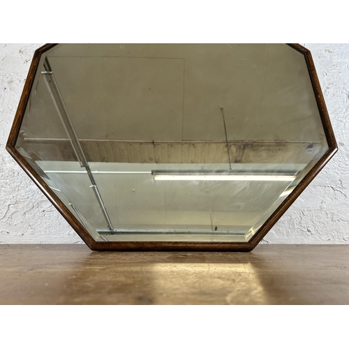 279 - An early 20th century beech framed bevelled edge octagonal wall mirror - approx. 74cm high x 74cm wi... 