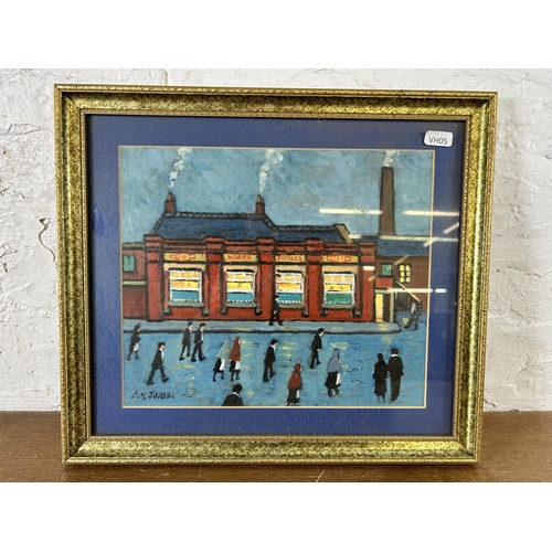 287 - A framed oil painting of Norco Pickle Factory, signed C. M. Jones - approx. 34cm high x 38cm wide