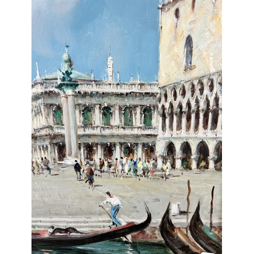 290 - A framed Venetian scene oil on board signed lower left Benedetti - approx. 56cm high x 76cm wide