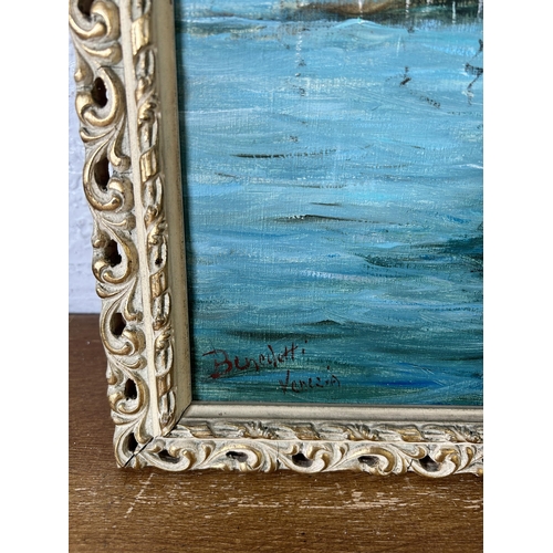 290 - A framed Venetian scene oil on board signed lower left Benedetti - approx. 56cm high x 76cm wide