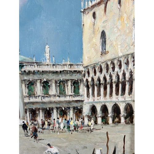 290 - A framed Venetian scene oil on board signed lower left Benedetti - approx. 56cm high x 76cm wide