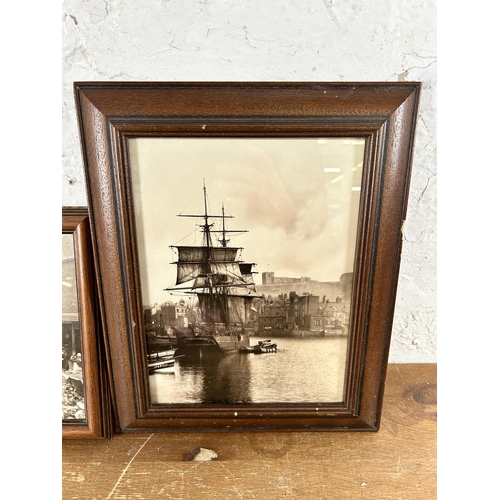 294 - Two Victorian mahogany framed black and white photographs of Whitby - largest approx. 36cm high x 29... 