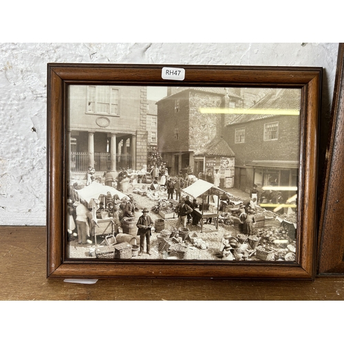 294 - Two Victorian mahogany framed black and white photographs of Whitby - largest approx. 36cm high x 29... 