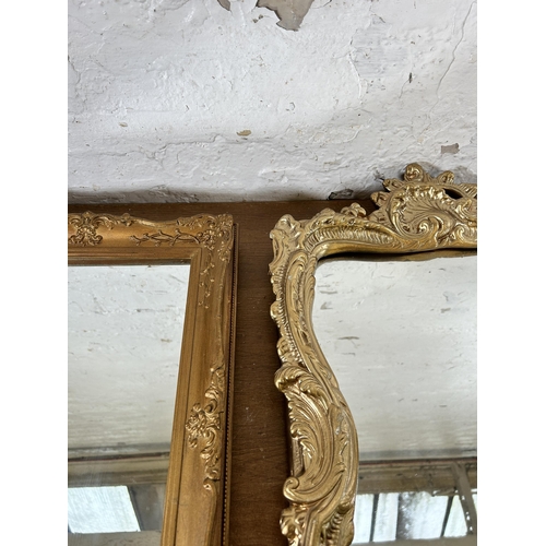 296 - Three gilt framed wall mirrors to include one 19th century example etc. - largest approx. 56cm high ... 