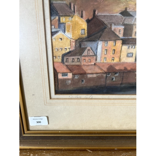 300 - A framed Ray Smith Durham City oil pastel - approx. 56cm high x 67cm wide