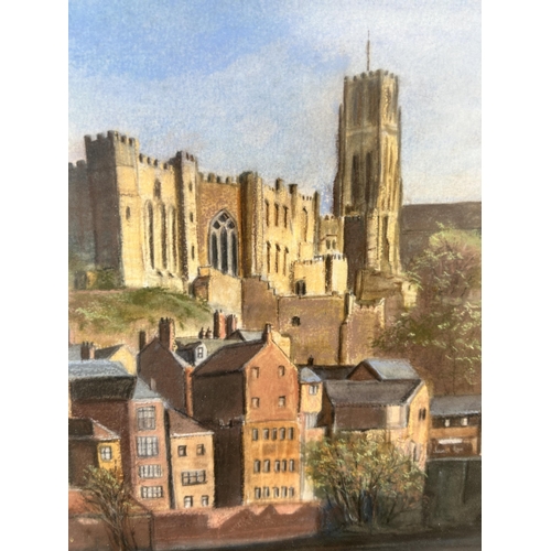 300 - A framed Ray Smith Durham City oil pastel - approx. 56cm high x 67cm wide