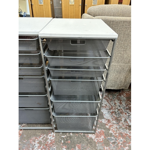 49 - An Elfa white laminate and grey metal six drawer storage system - approx. 106cm high x 45cm wide x 5... 