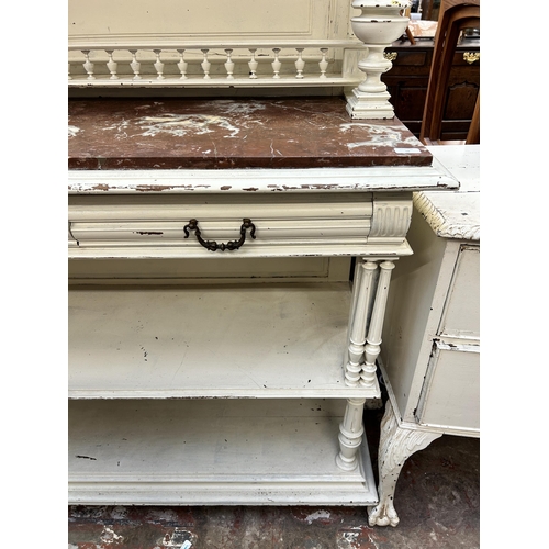 58 - A 19th century white painted and red marble top buffet sideboard - approx. 176cm high x 130cm wide x... 