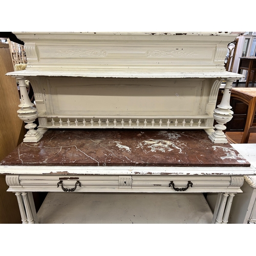 58 - A 19th century white painted and red marble top buffet sideboard - approx. 176cm high x 130cm wide x... 