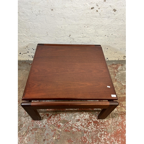 60 - A mid 20th century teak coffee table - approx. 43cm high x 80cm square